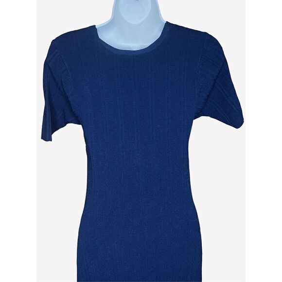 Frame Twist-Front Ribbed Stretch-Knit Midi Dress in Navy NWOT Size Small - Picture 8 of 10